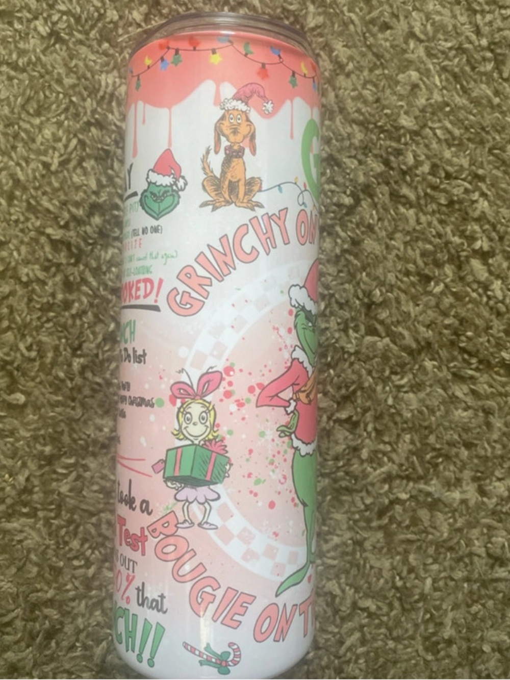 Grinchy One Pink Holiday Drink Tumbler